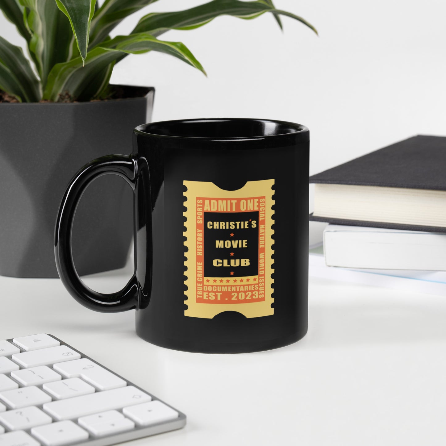 Christie's Movie Club Black Glossy Mug